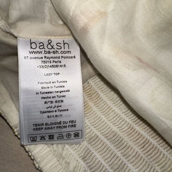 ba&sh Naimee Jaune Yellow White Floral Print Strapless Tube Top Women's Small S - Picture 5 of 8